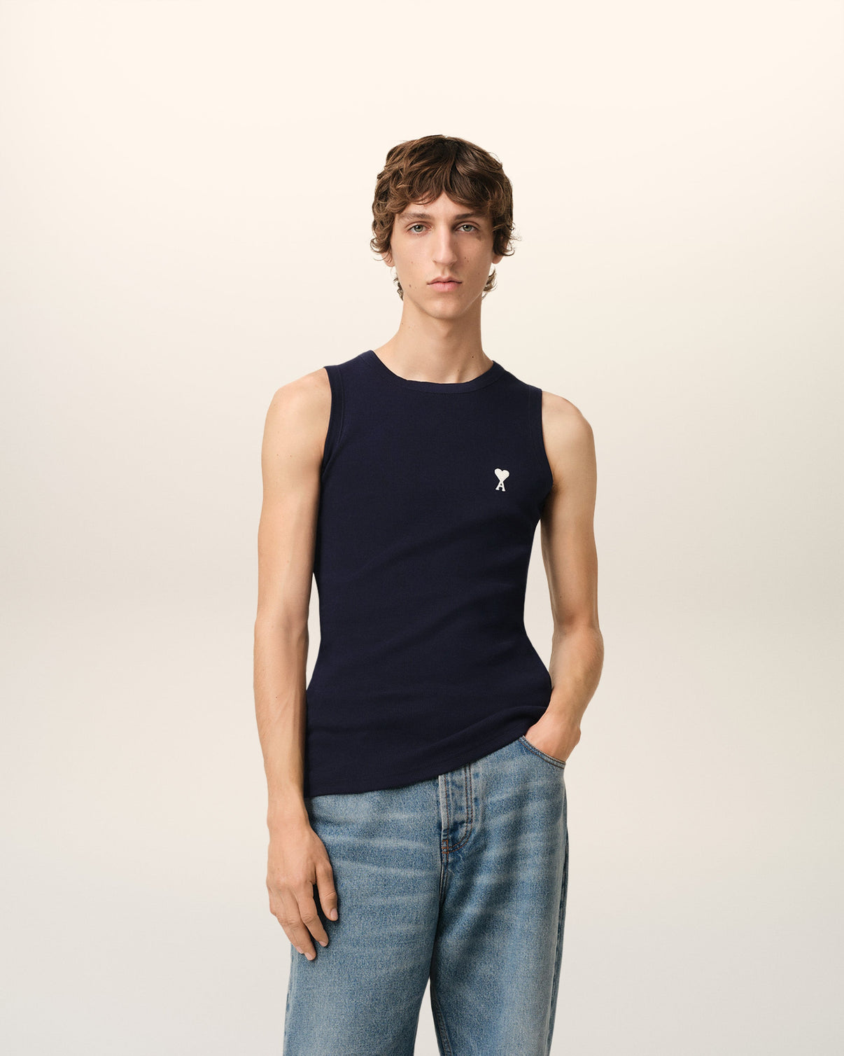 Navy Cotton Rib Tanktop