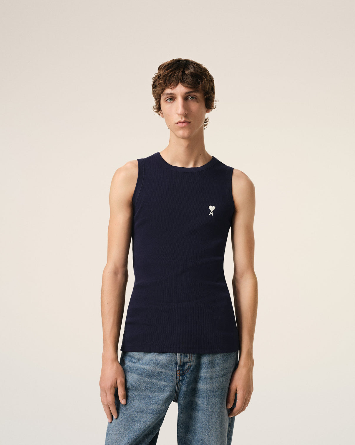 Navy Cotton Rib Tanktop