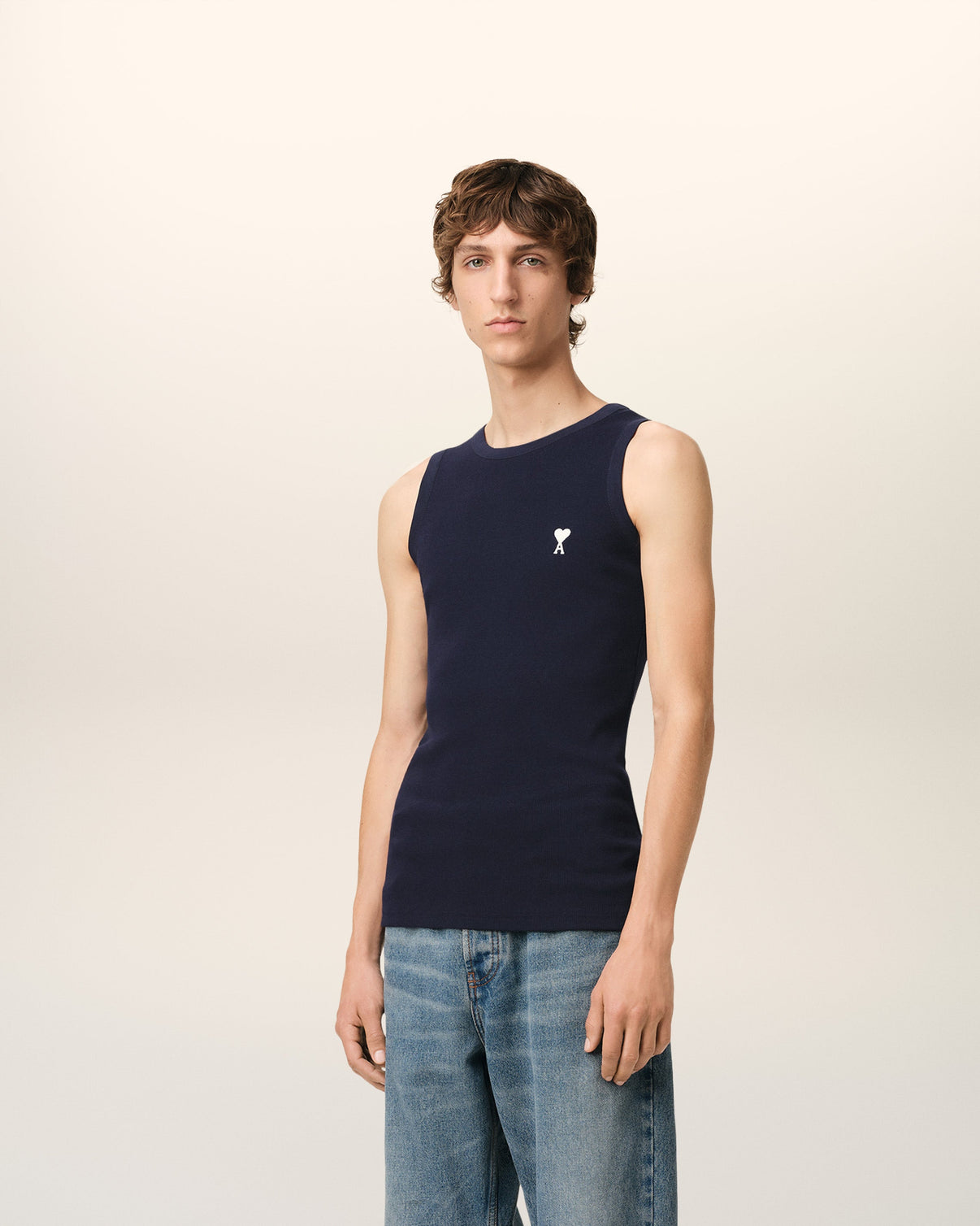 Navy Cotton Rib Tanktop