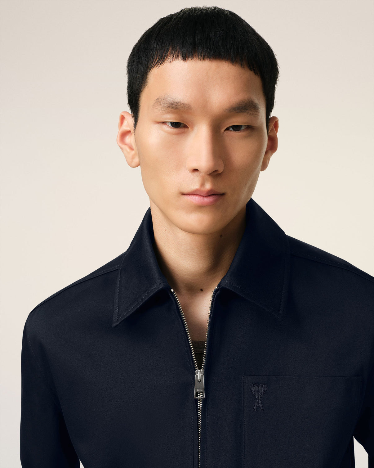 Navy Cotton Zipped Jacket