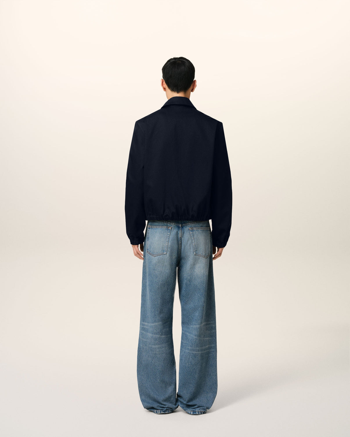 Navy Cotton Zipped Jacket