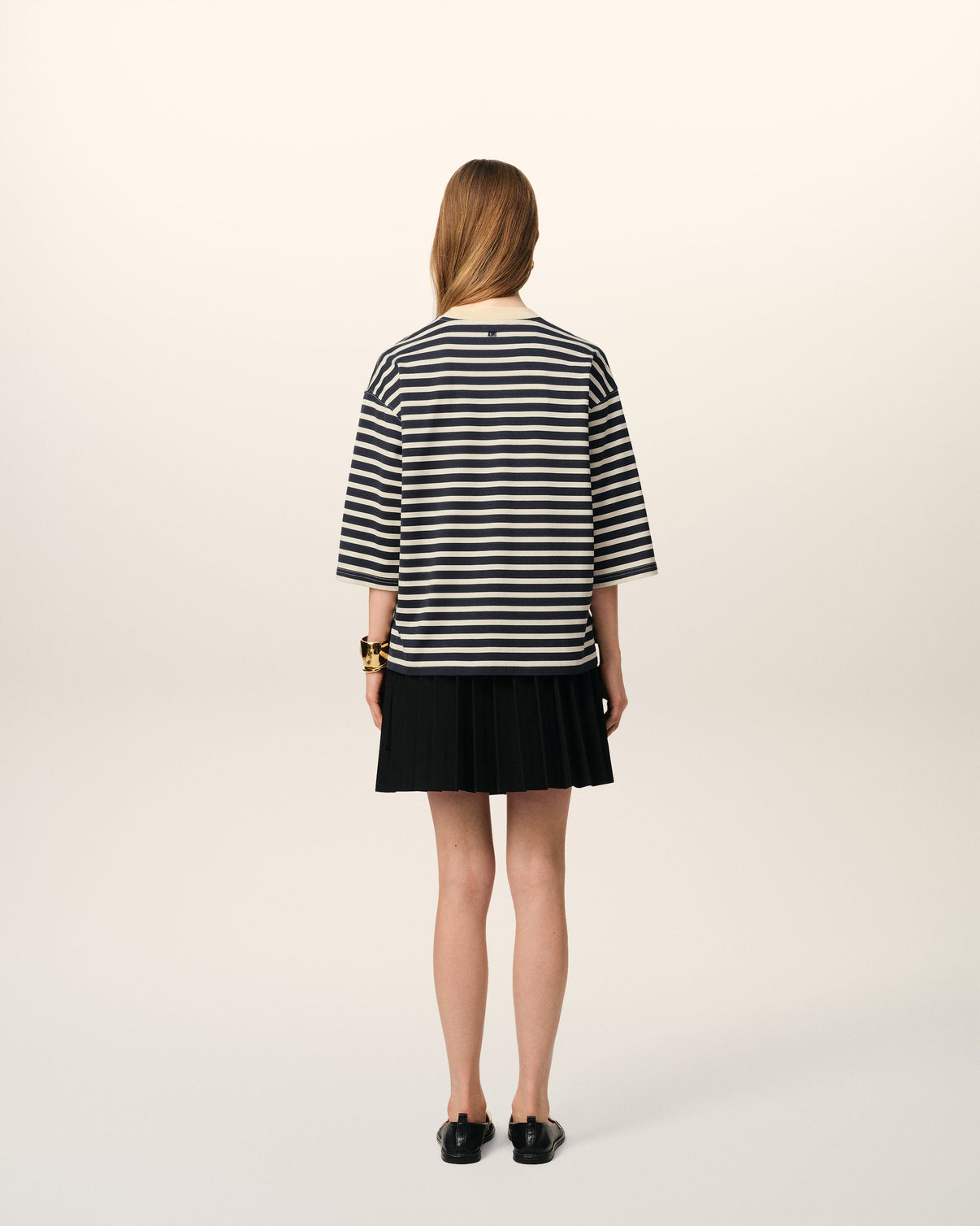 Navy Recycled Cotton Loose Striped T-Shirt