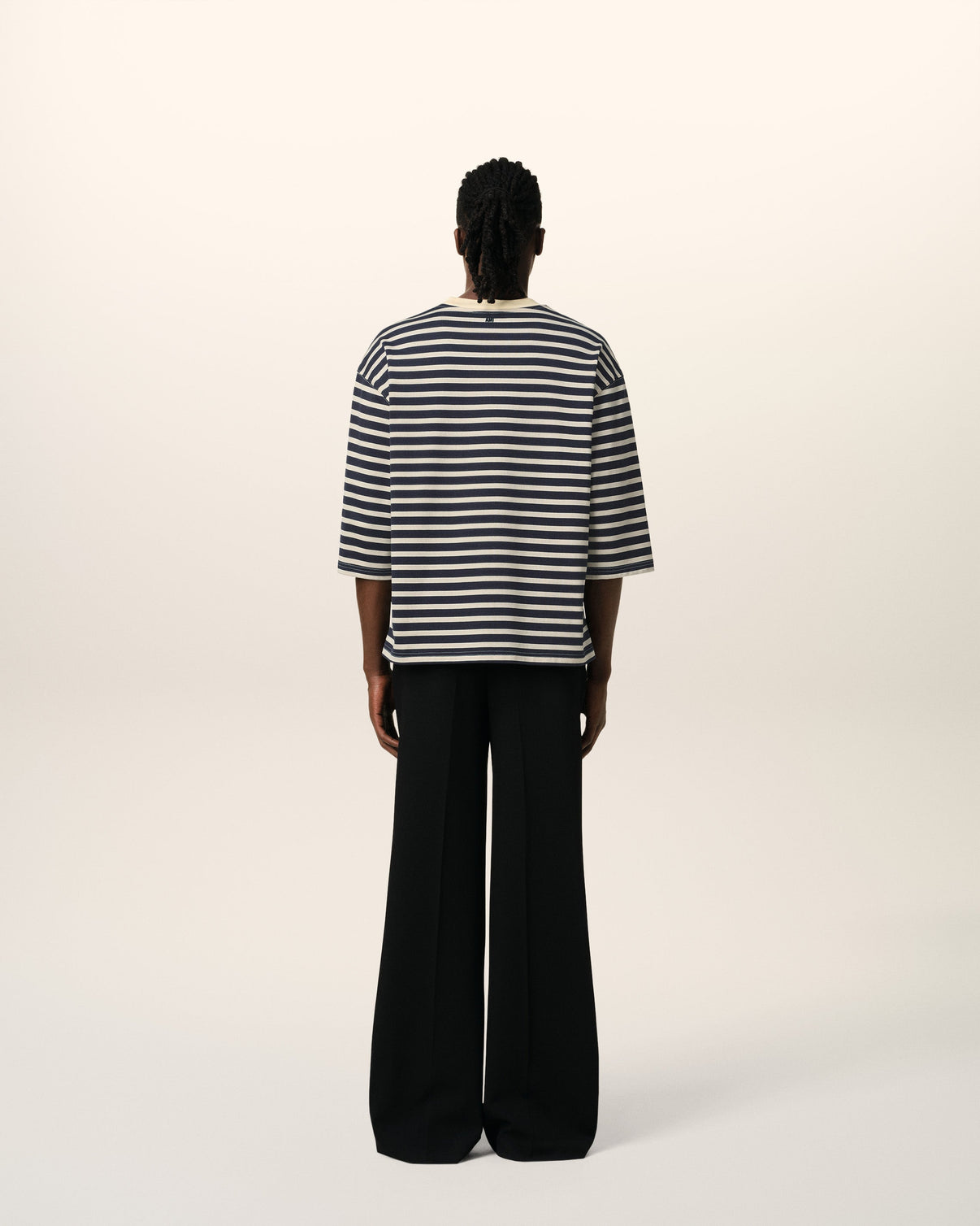 Navy Recycled Cotton Loose Striped T-Shirt