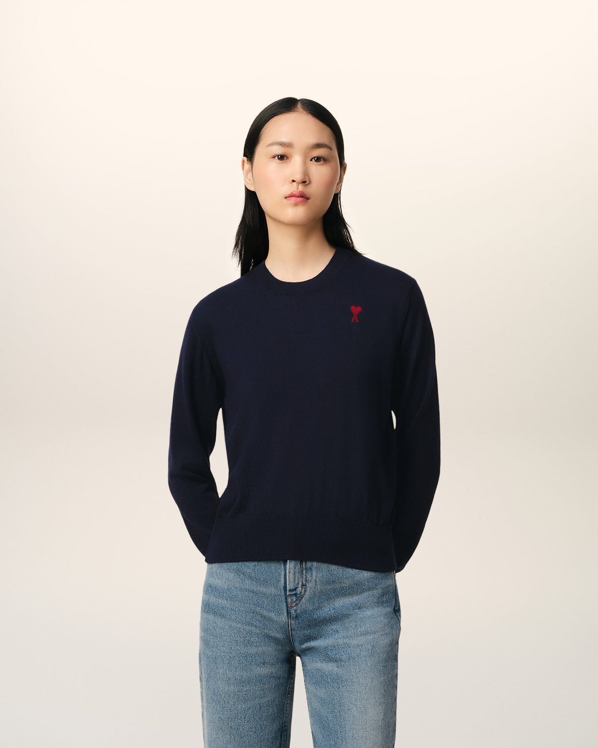 Navy Wool Crew Neck Sweater