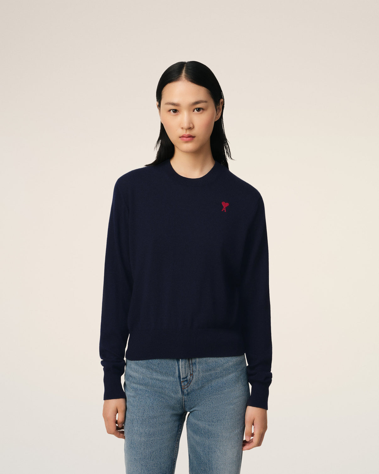 Navy Wool Crew Neck Sweater