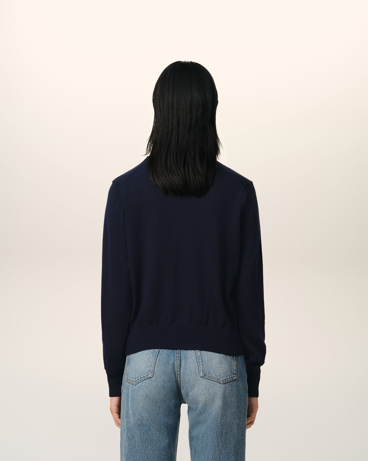 Navy Wool Crew Neck Sweater