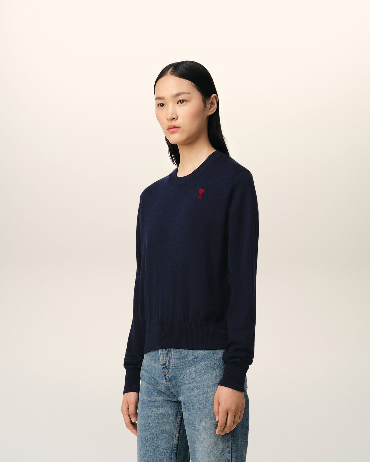 Navy Wool Crew Neck Sweater