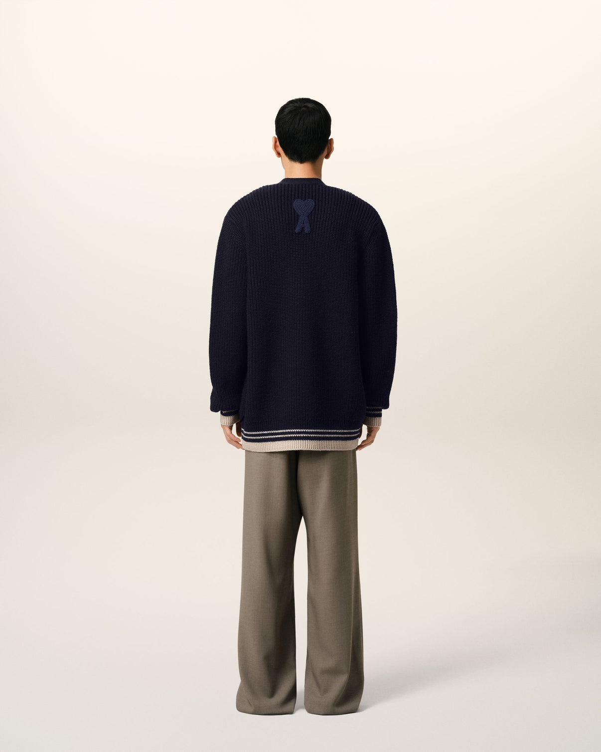 Navy Wool Ribbed Sweater