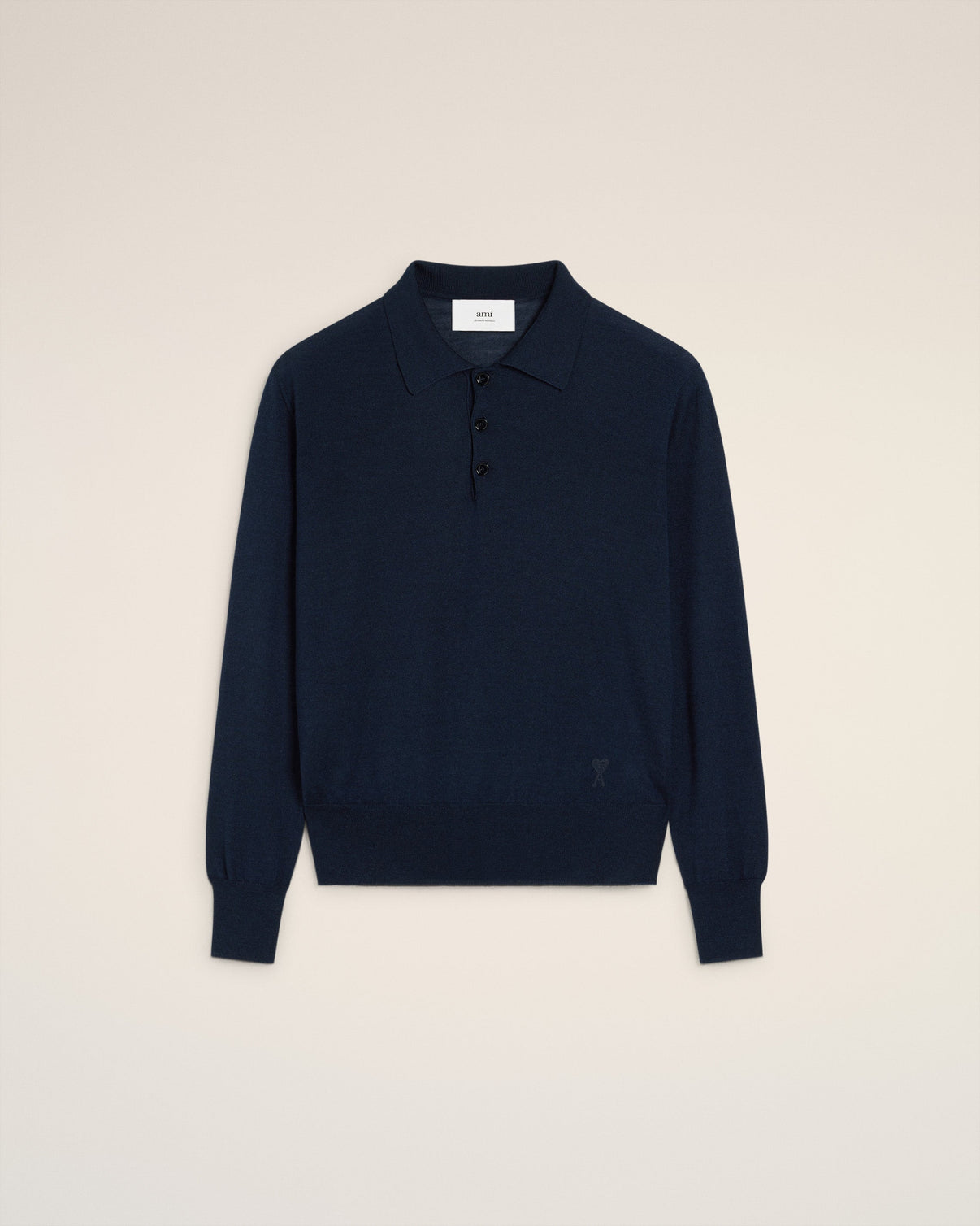 Navy Wool Tonal Polo
