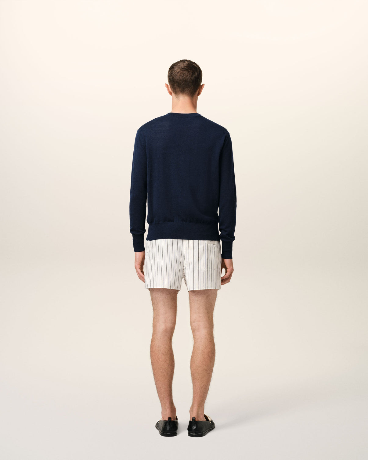 Navy Wool V Neck Sweater