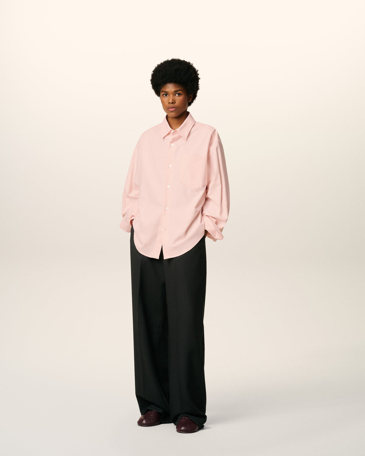 Pink Cotton Embossed Boxy Shirt
