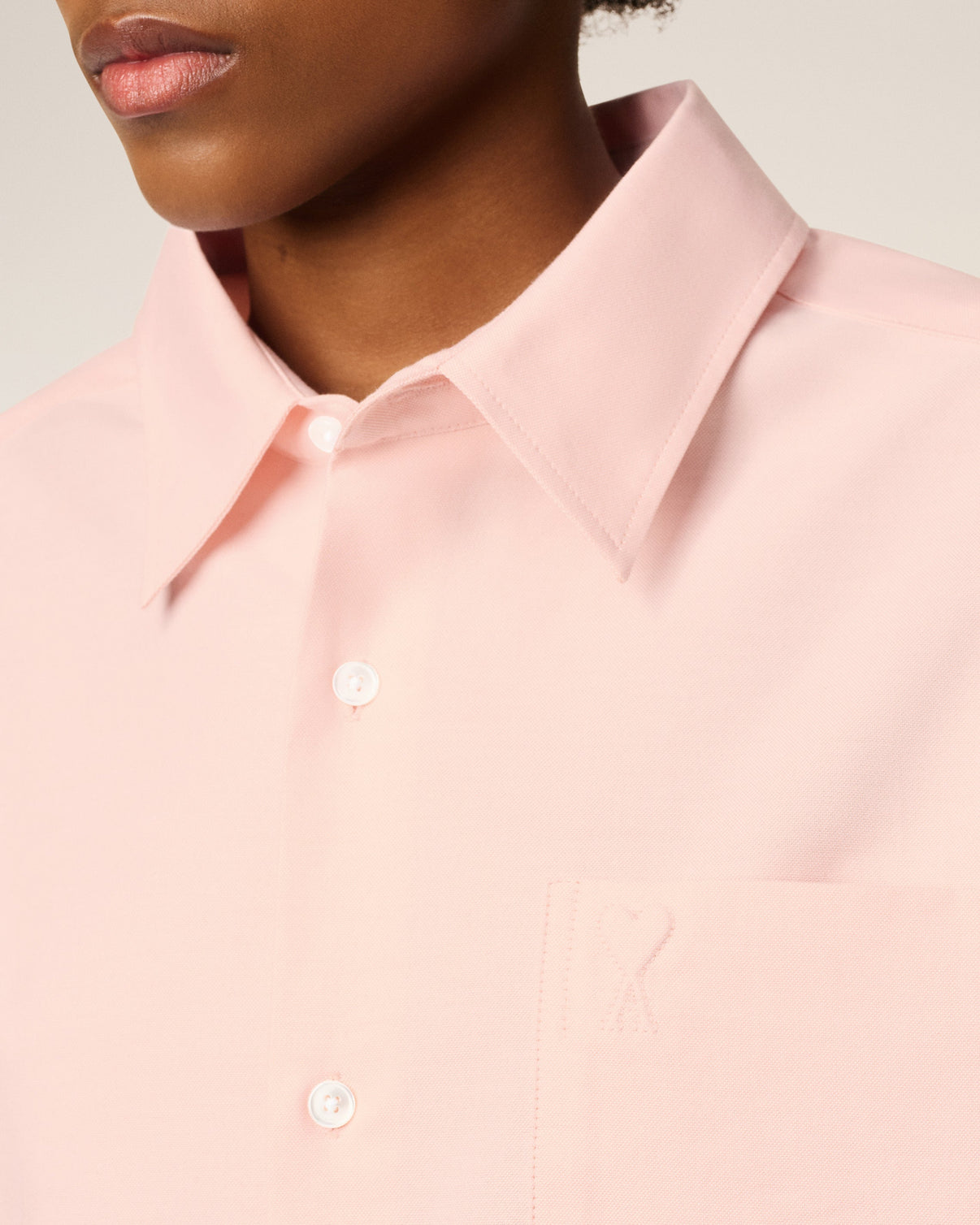 Pink Cotton Embossed Boxy Shirt