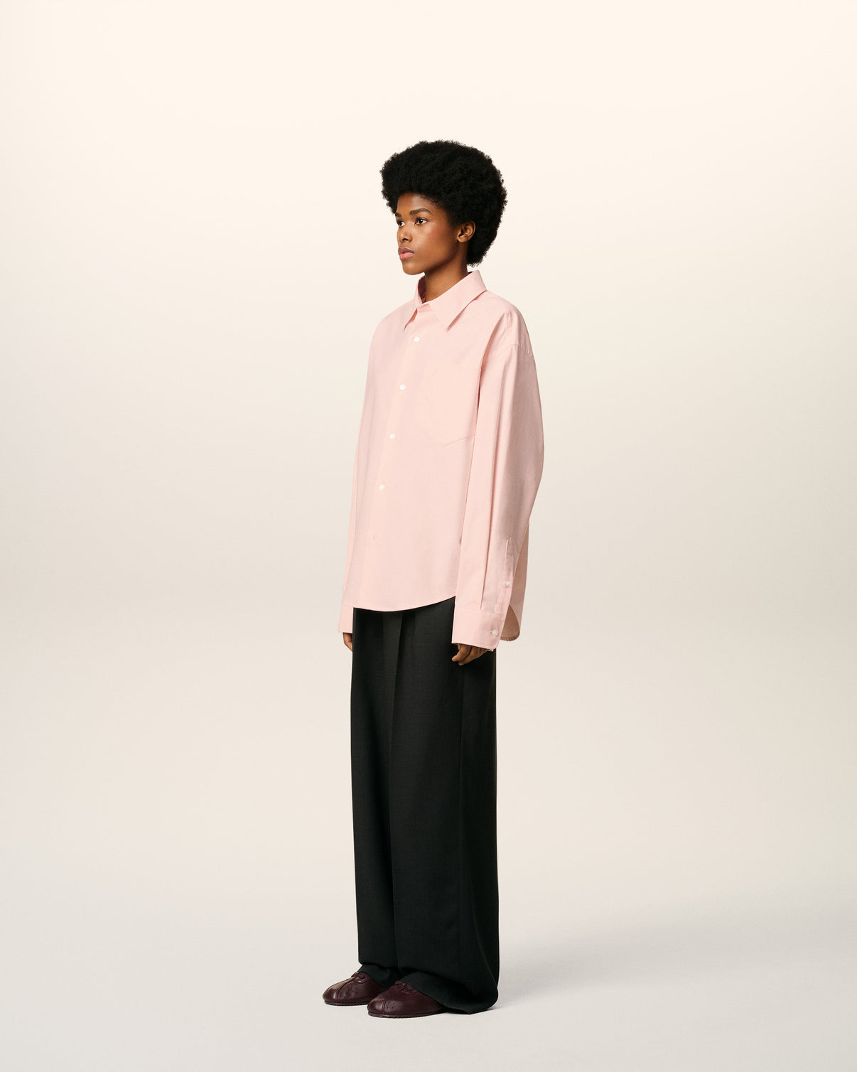 Pink Cotton Embossed Boxy Shirt