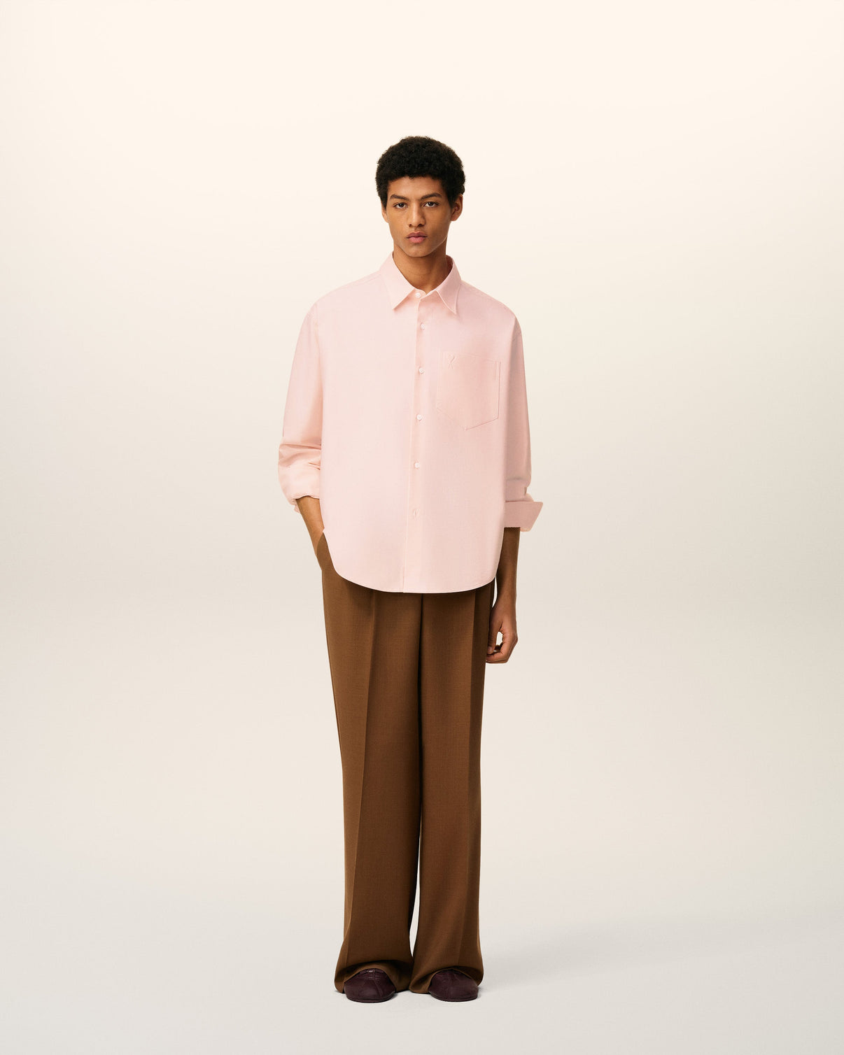 Pink Cotton Embossed Boxy Shirt