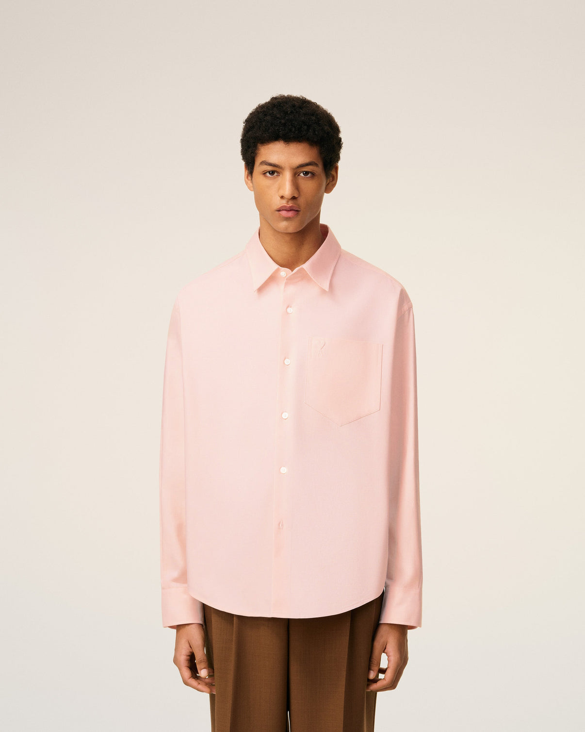 Pink Cotton Embossed Boxy Shirt