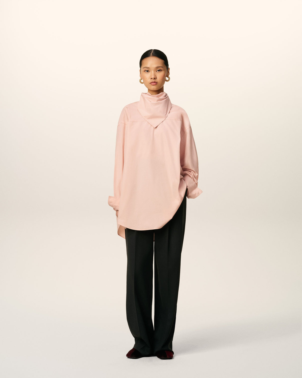 Pink Cotton Long Sleeves Bandana Blouse