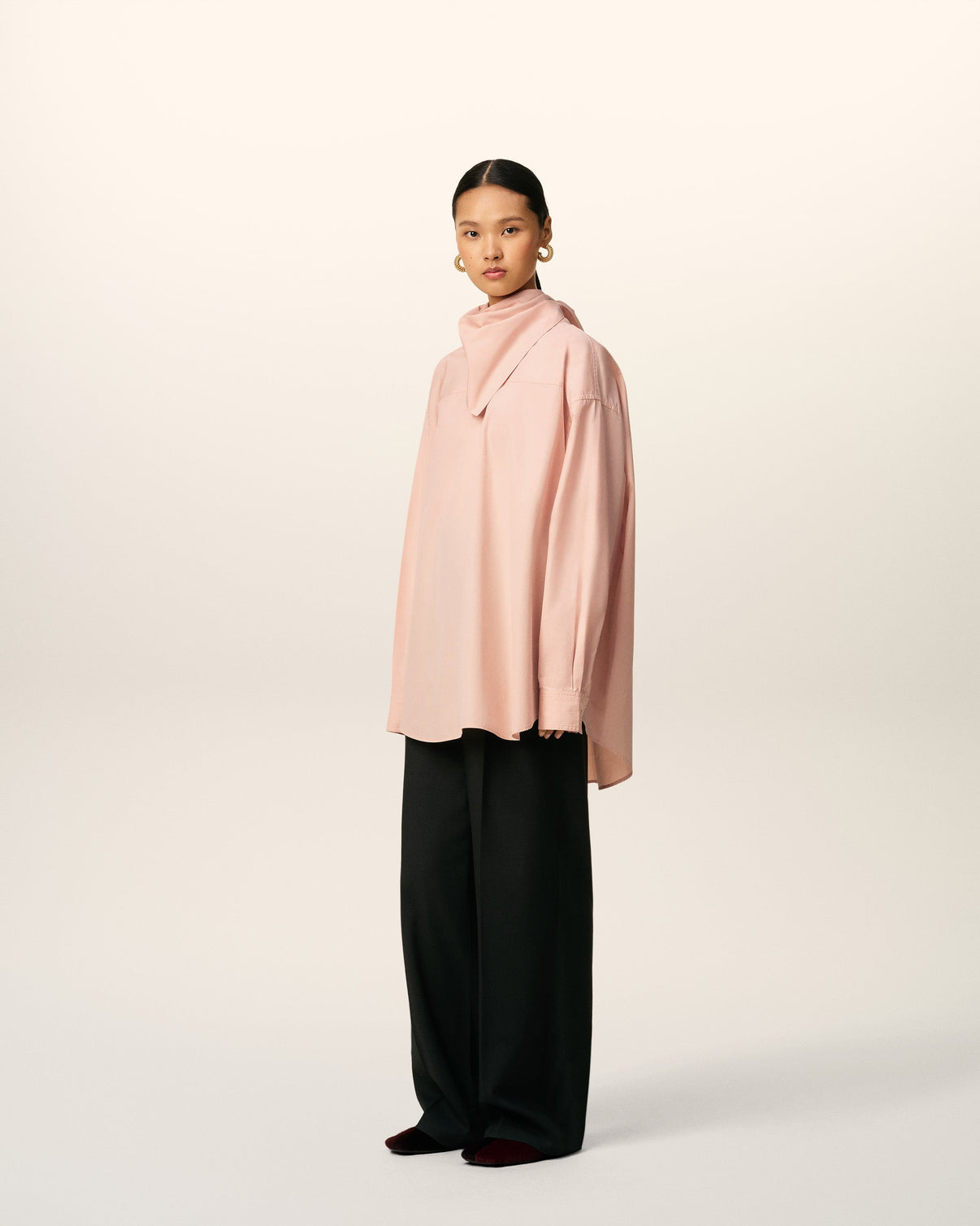 Pink Cotton Long Sleeves Bandana Blouse