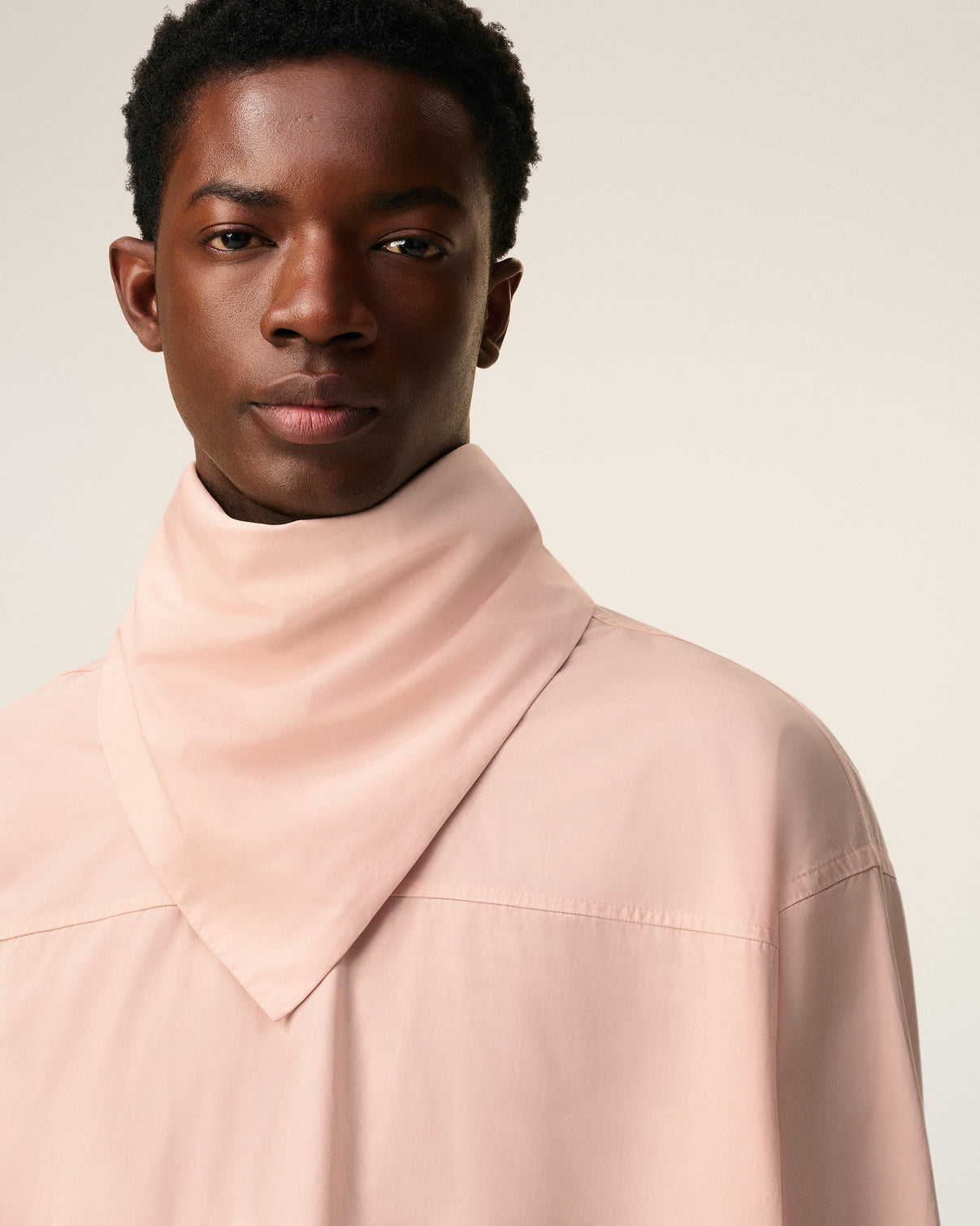 Pink Cotton Long Sleeves Bandana Blouse