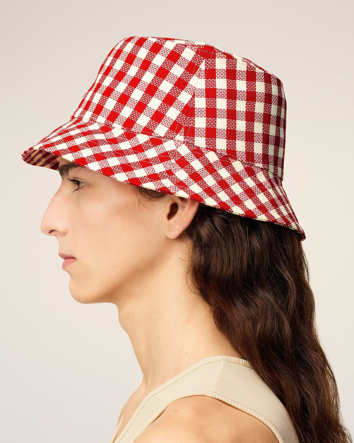 Plaid Red Wool Bucket Hat