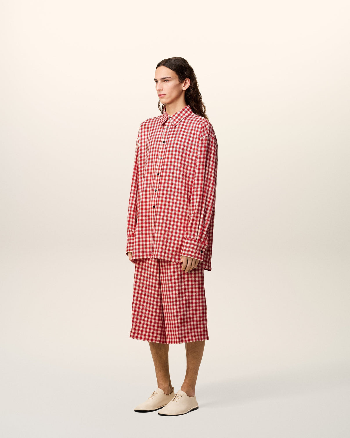 Plaid Red Wool Loose Shirt