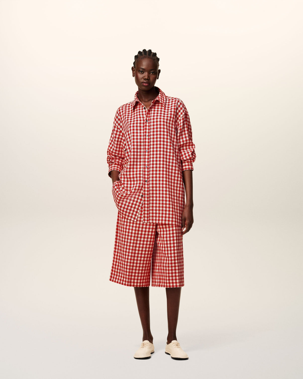 Plaid Red Wool Loose Shirt
