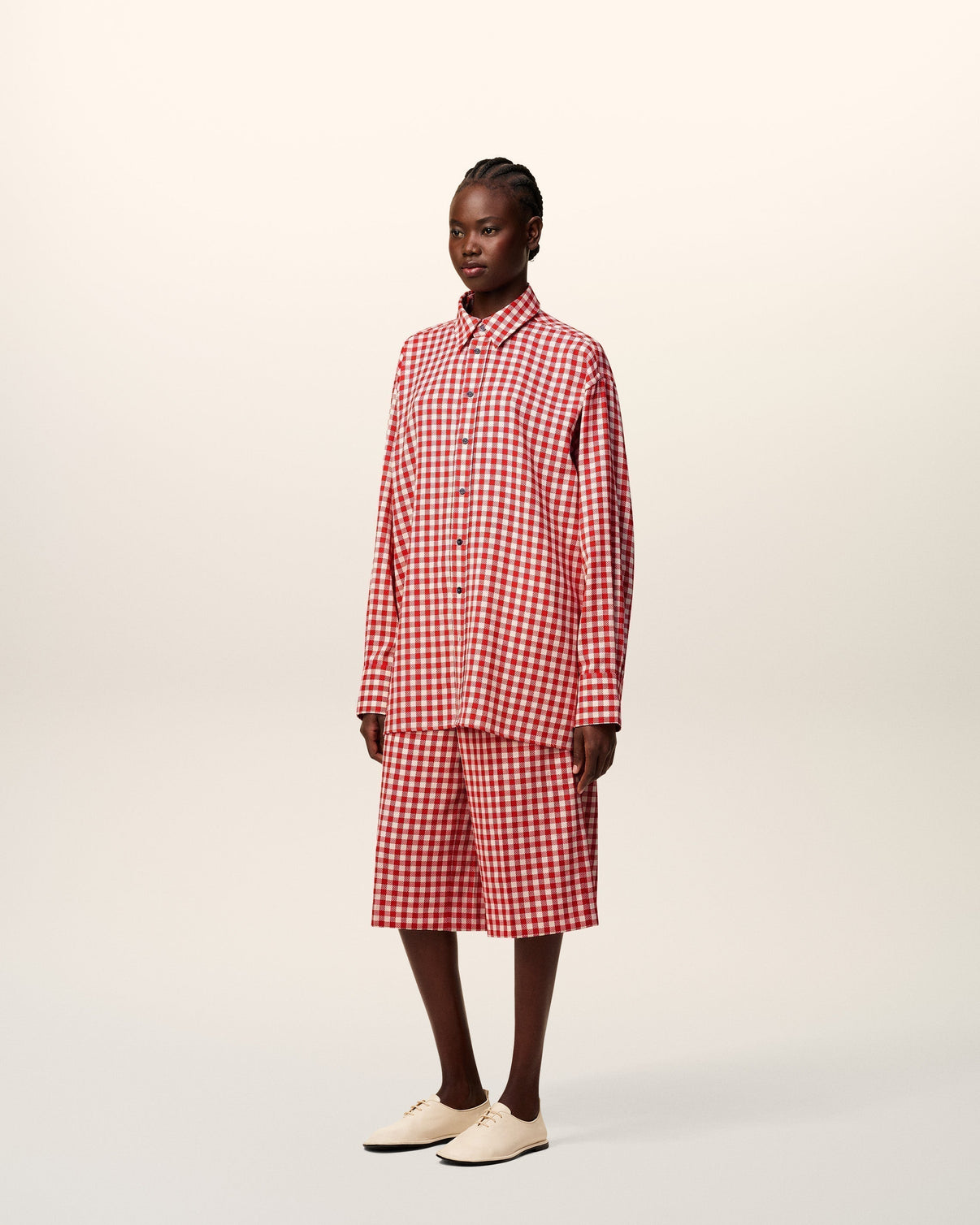 Plaid Red Wool Loose Shirt