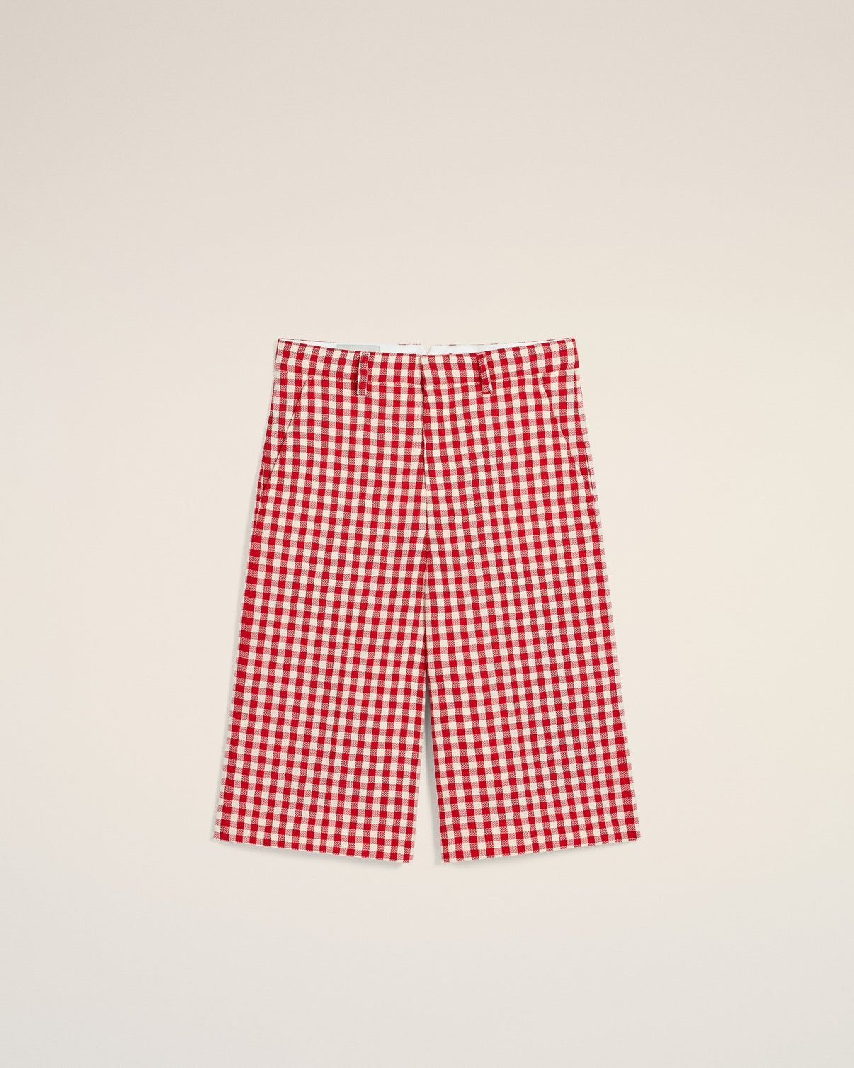 Plaid Red Wool Wide Bermuda