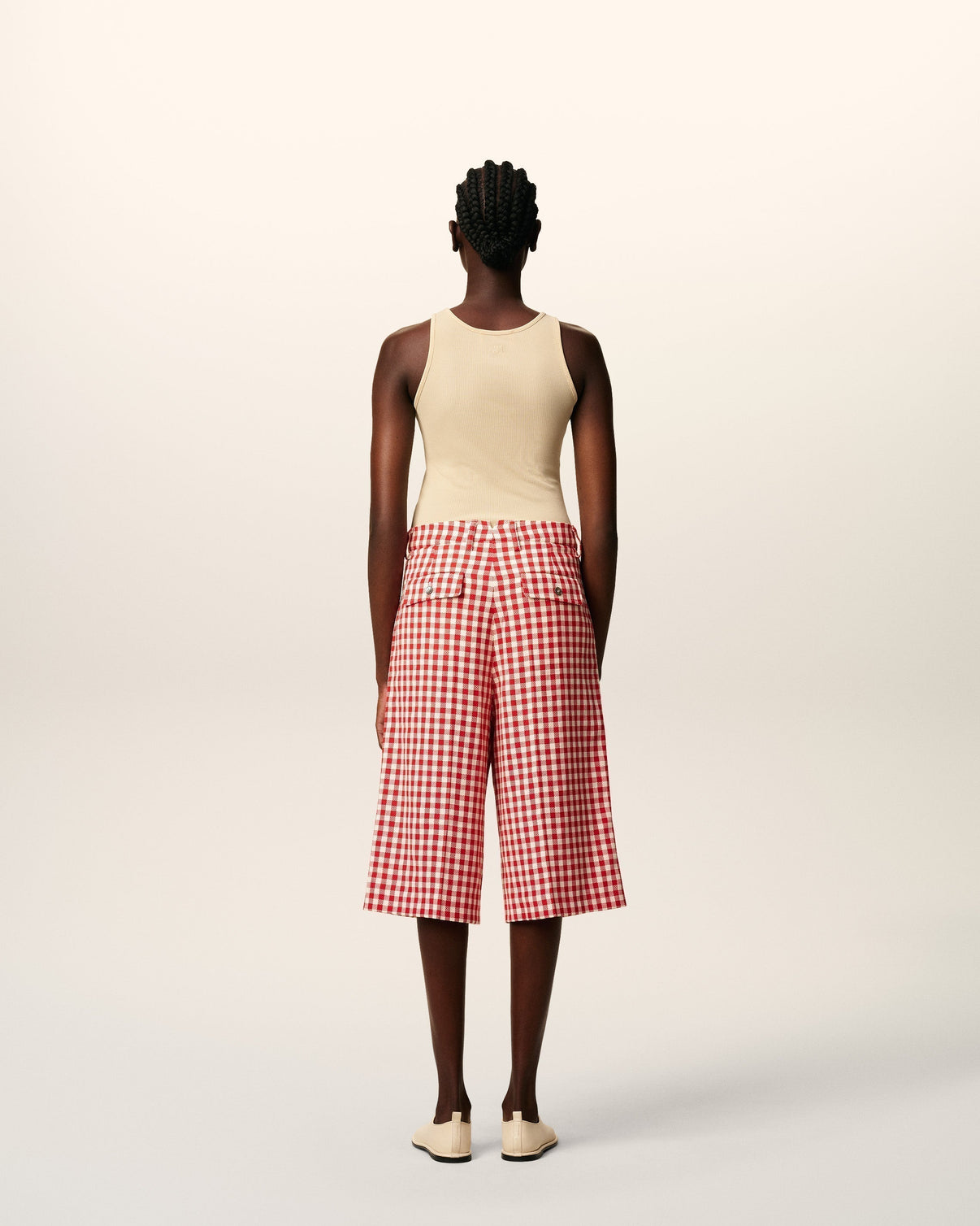 Plaid Red Wool Wide Bermuda