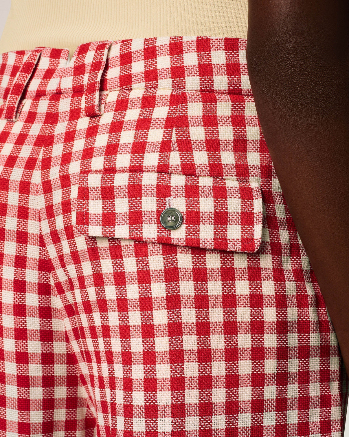 Plaid Red Wool Wide Bermuda
