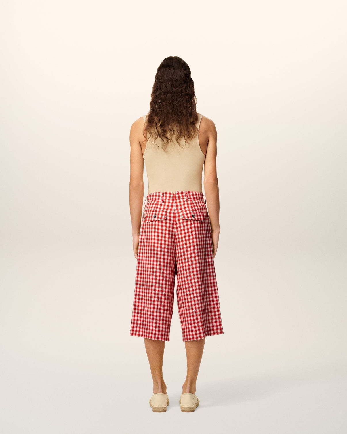 Plaid Red Wool Wide Bermuda