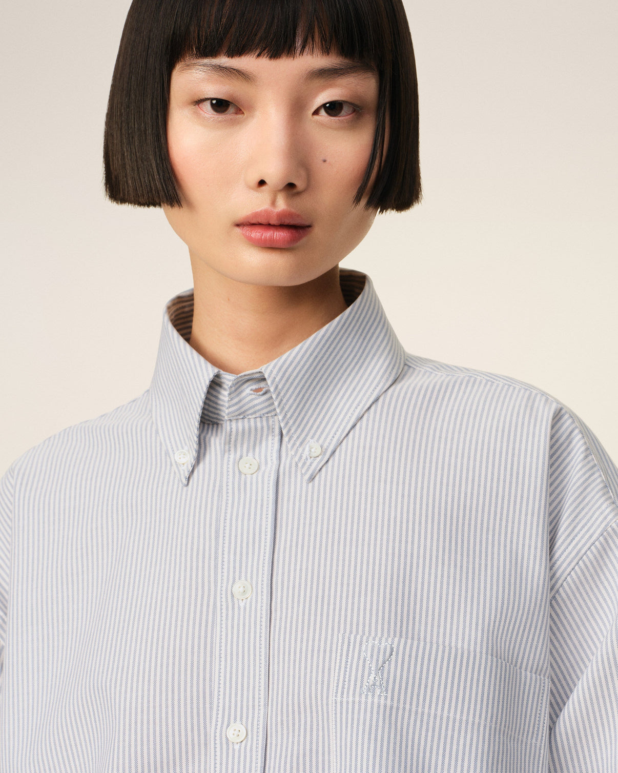 Purple Cotton Cropped Oversized Shirt