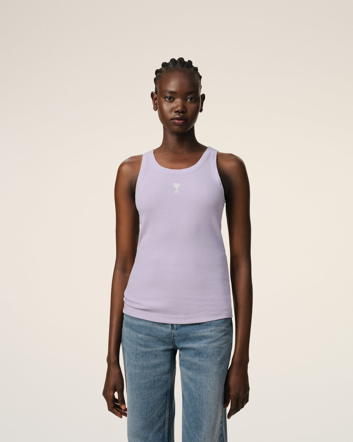 Purple Cotton Rib Tanktop