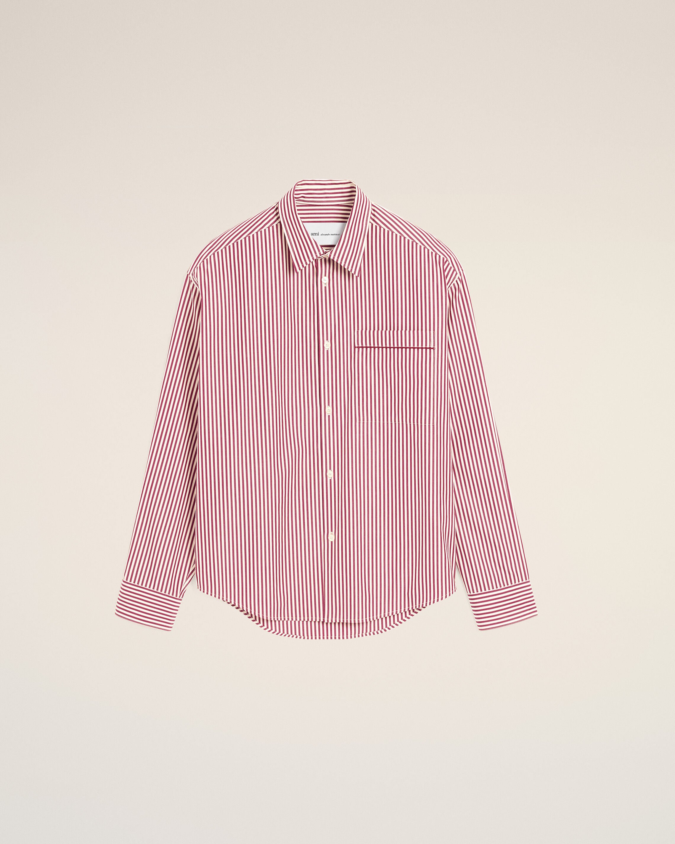 Red boxy striped cotton shirt