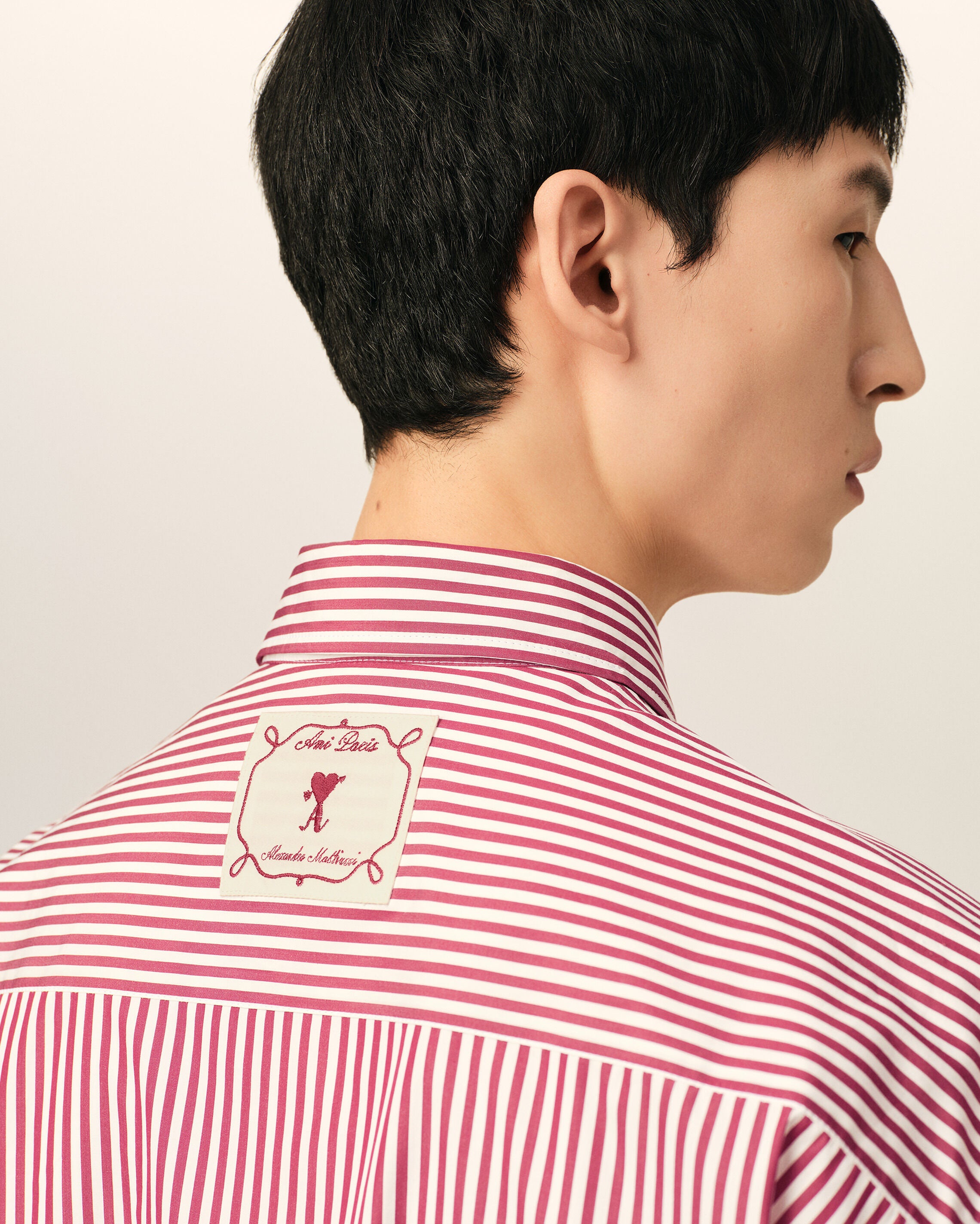 Red boxy striped cotton shirt