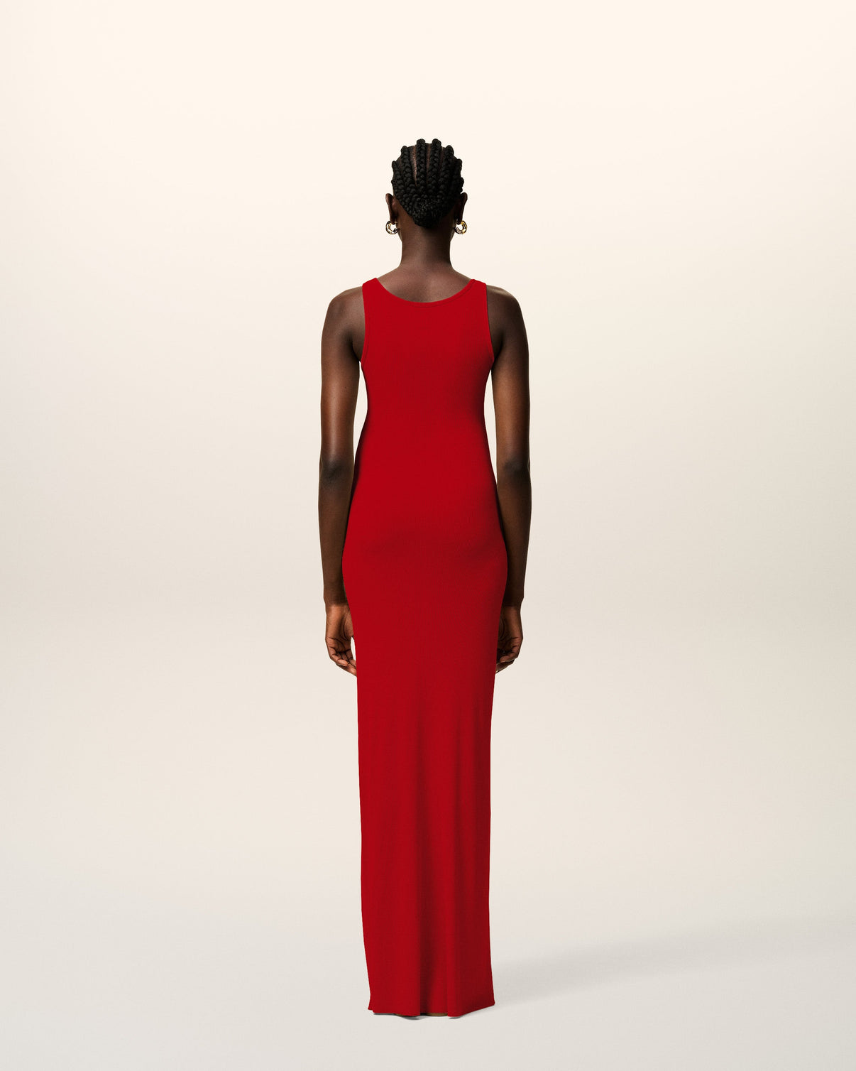 Red Light Ribbed Jersey Long Tankop Dress