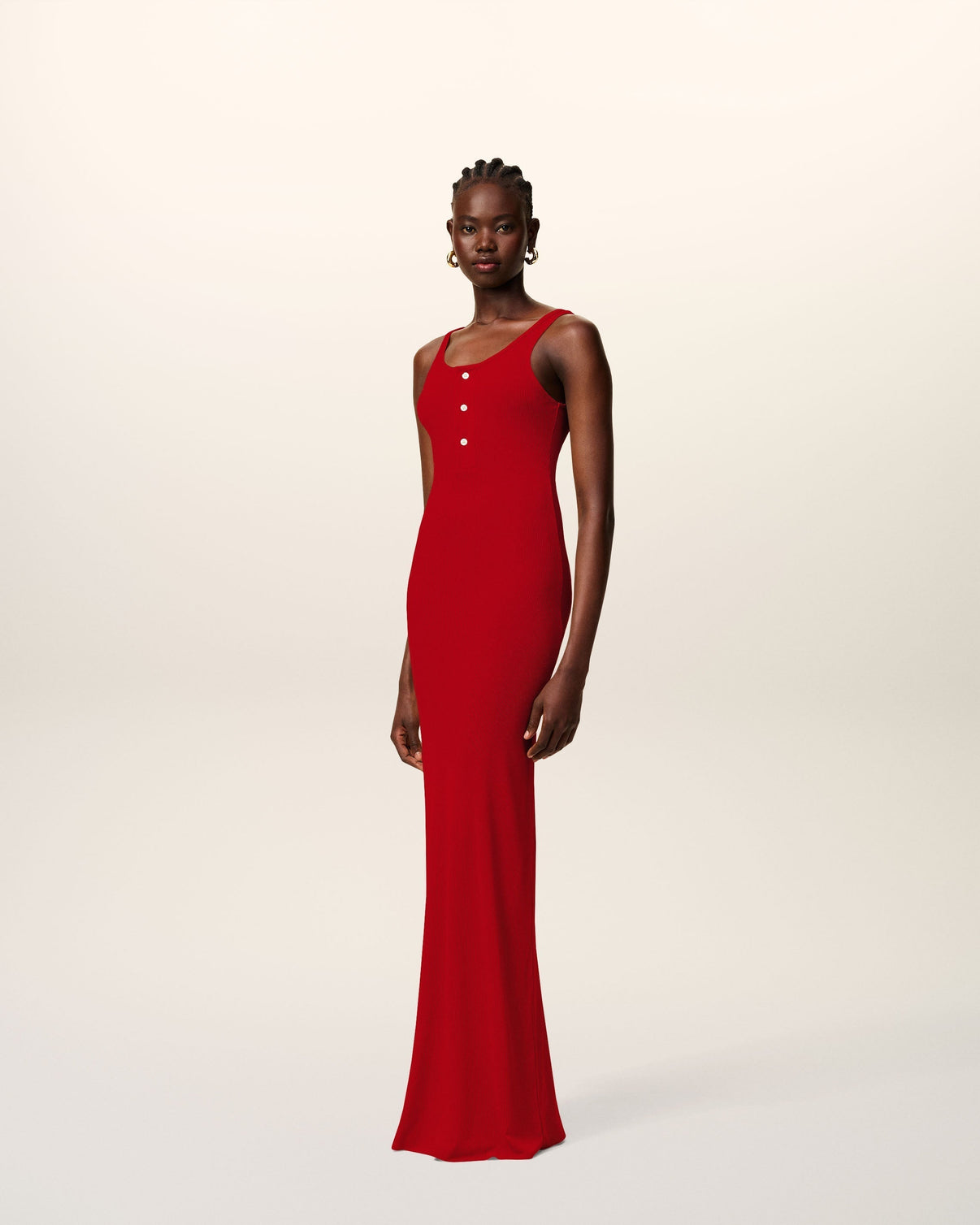 Red Light Ribbed Jersey Long Tankop Dress