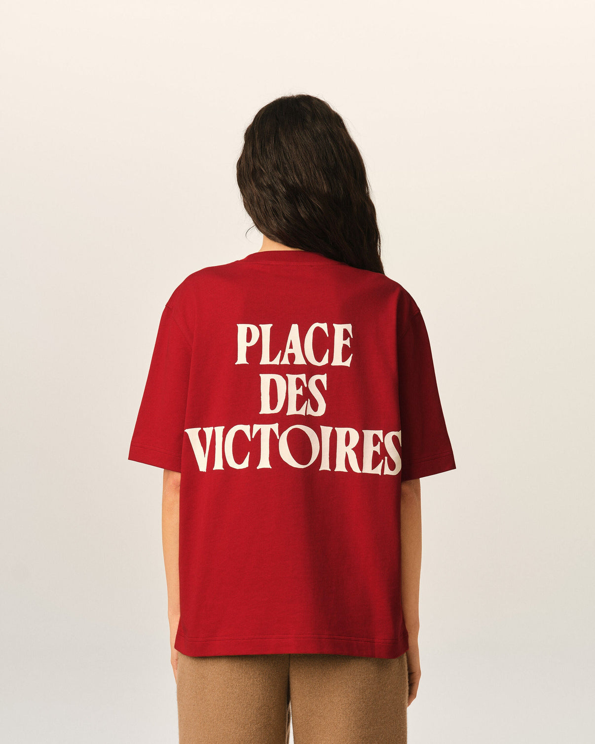 Red printed cotton "Place des Victoires" t-shirt