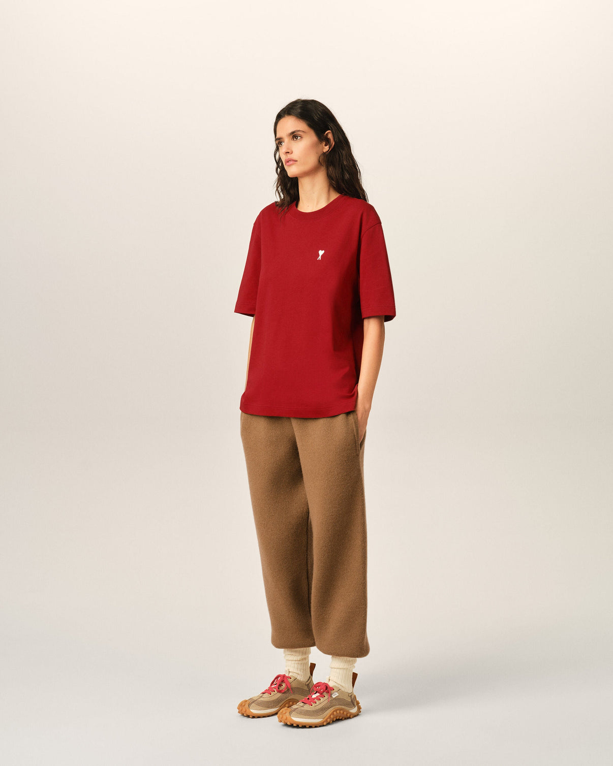 Red printed cotton "Place des Victoires" t-shirt