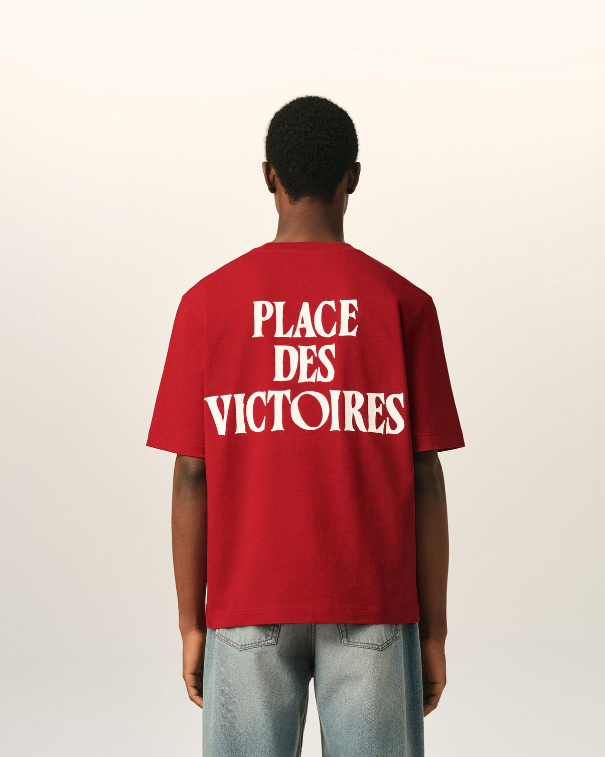 Red printed cotton "Place des Victoires" t-shirt