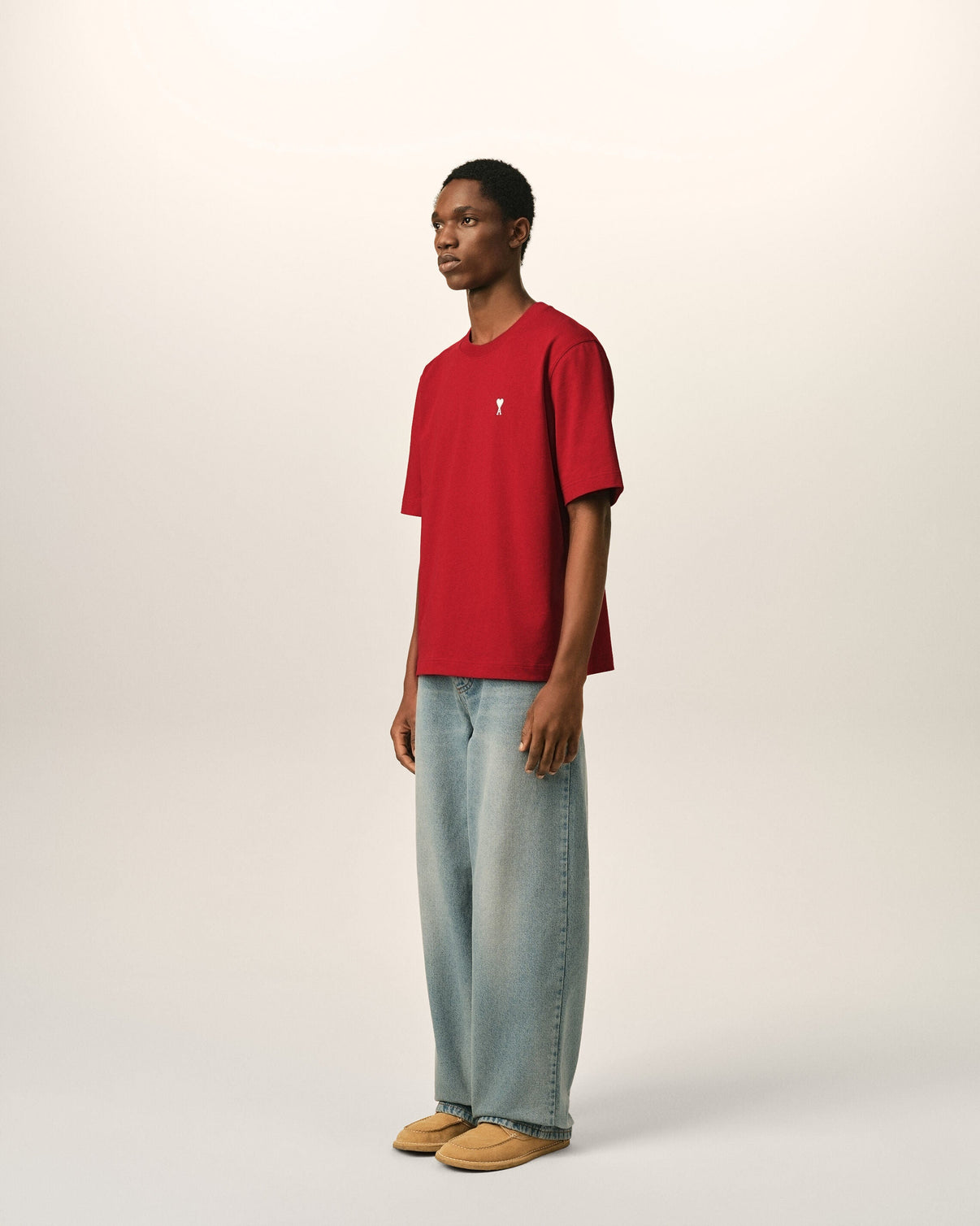 Red printed cotton "Place des Victoires" t-shirt