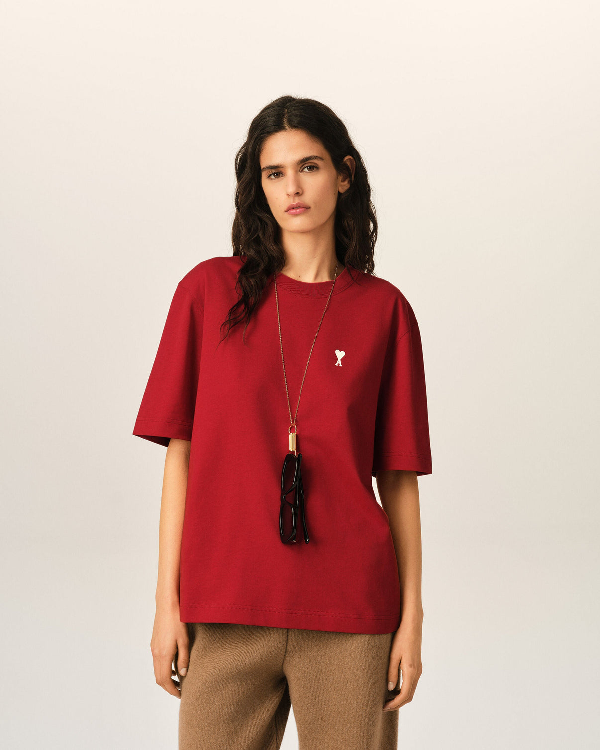 Red printed cotton "Place des Victoires" t-shirt