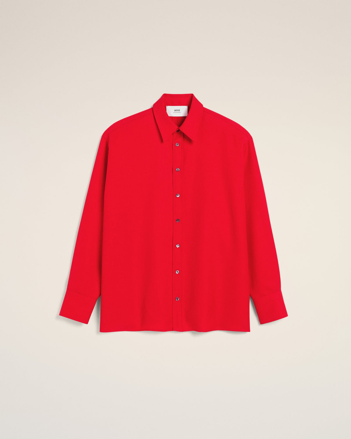 Red Wool Back Slit Loose Shirt