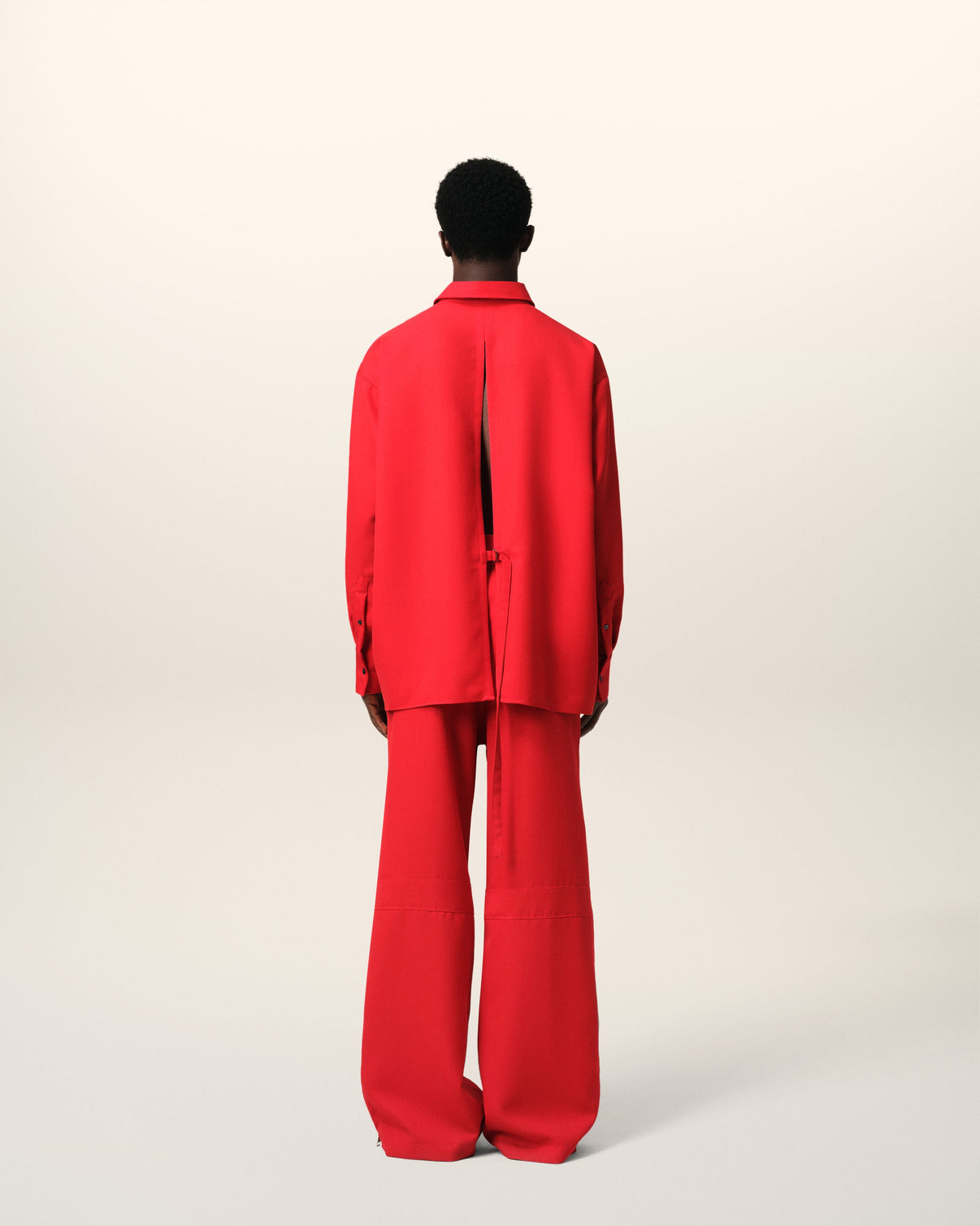Red Wool Back Slit Loose Shirt