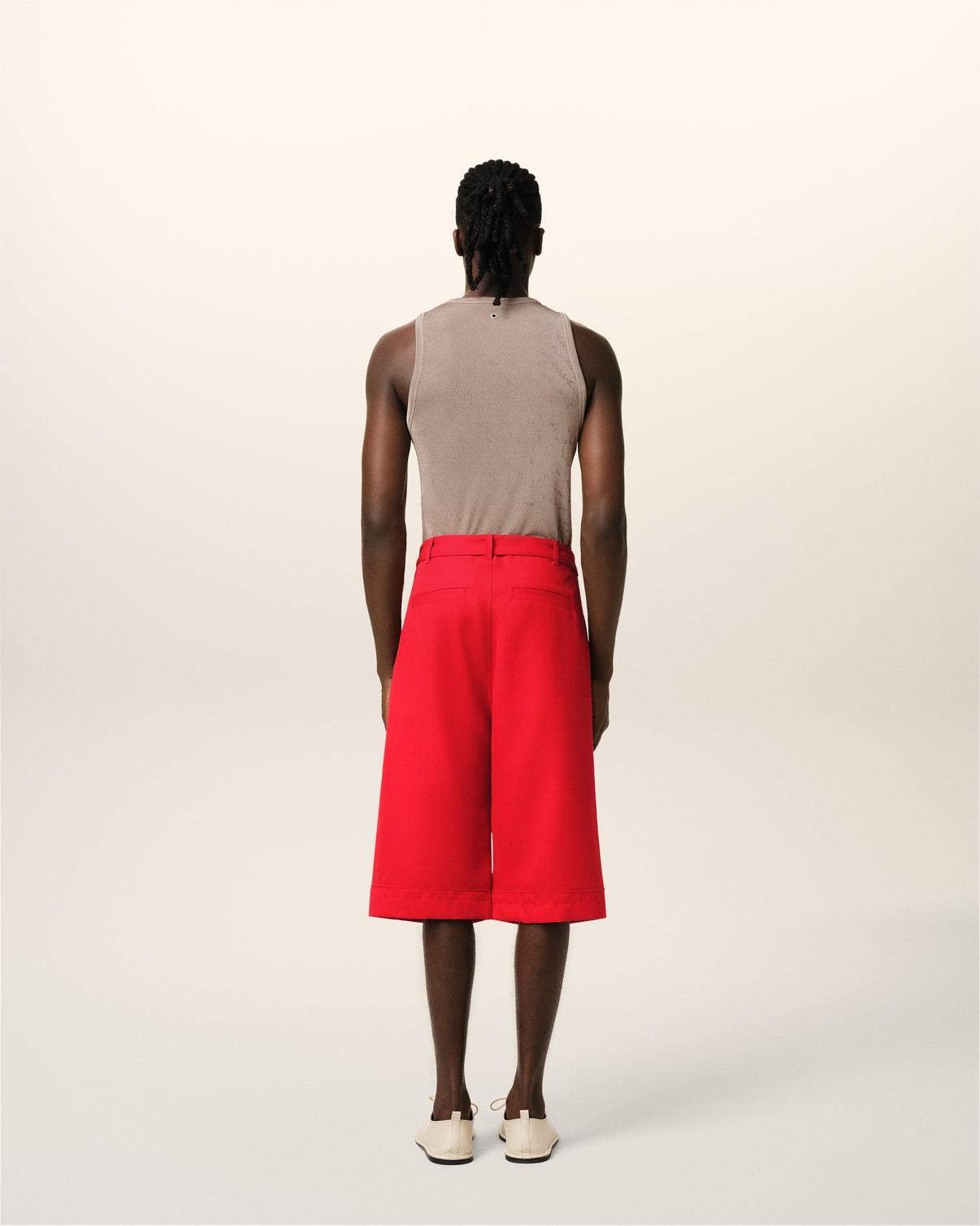 Red Wool Cargo Bermuda Short