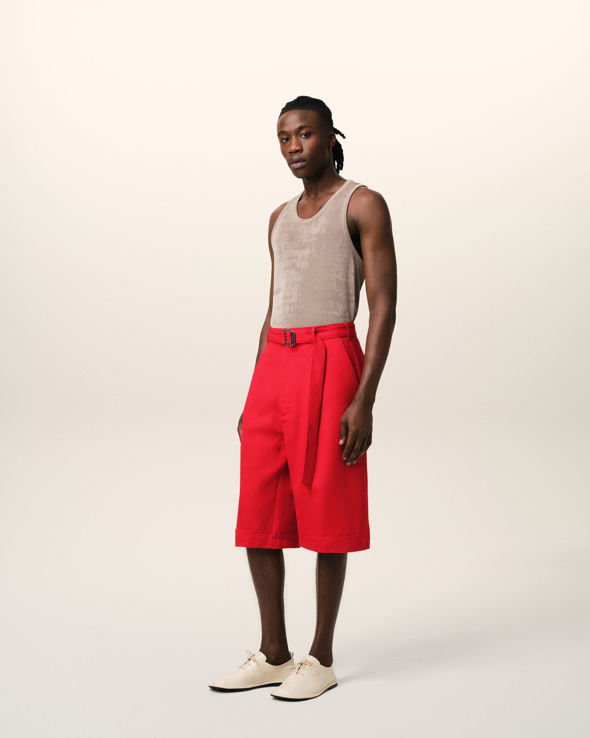 Red Wool Cargo Bermuda Short