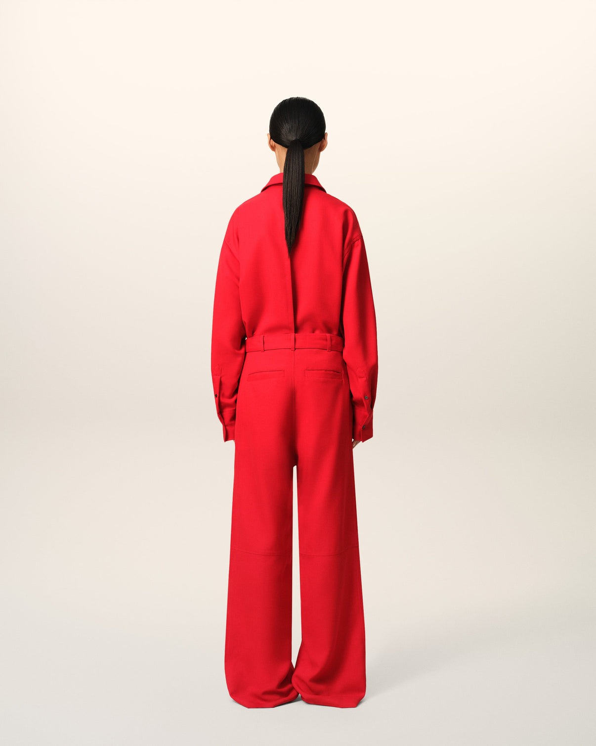 Red Wool Cargo Trousers