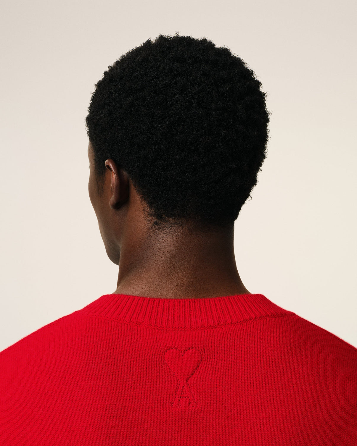 Red Wool Knit Bicolor V Neck Sweater