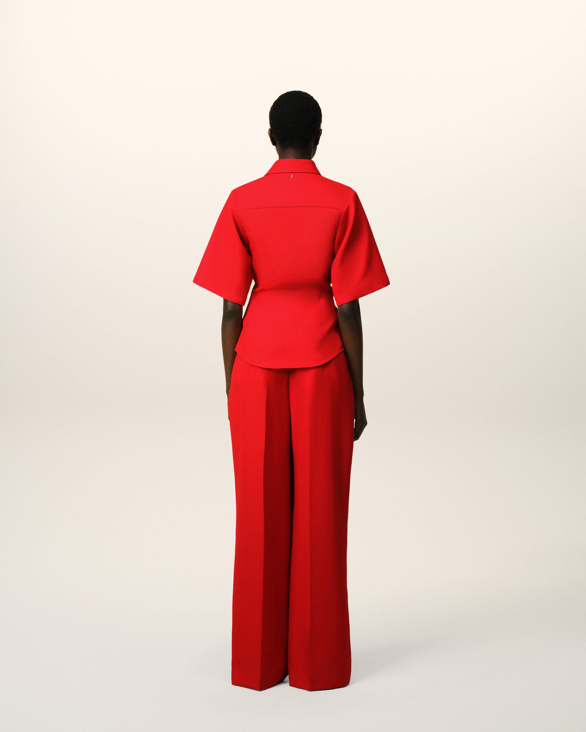 Red Wool Short Sleeves Shirt