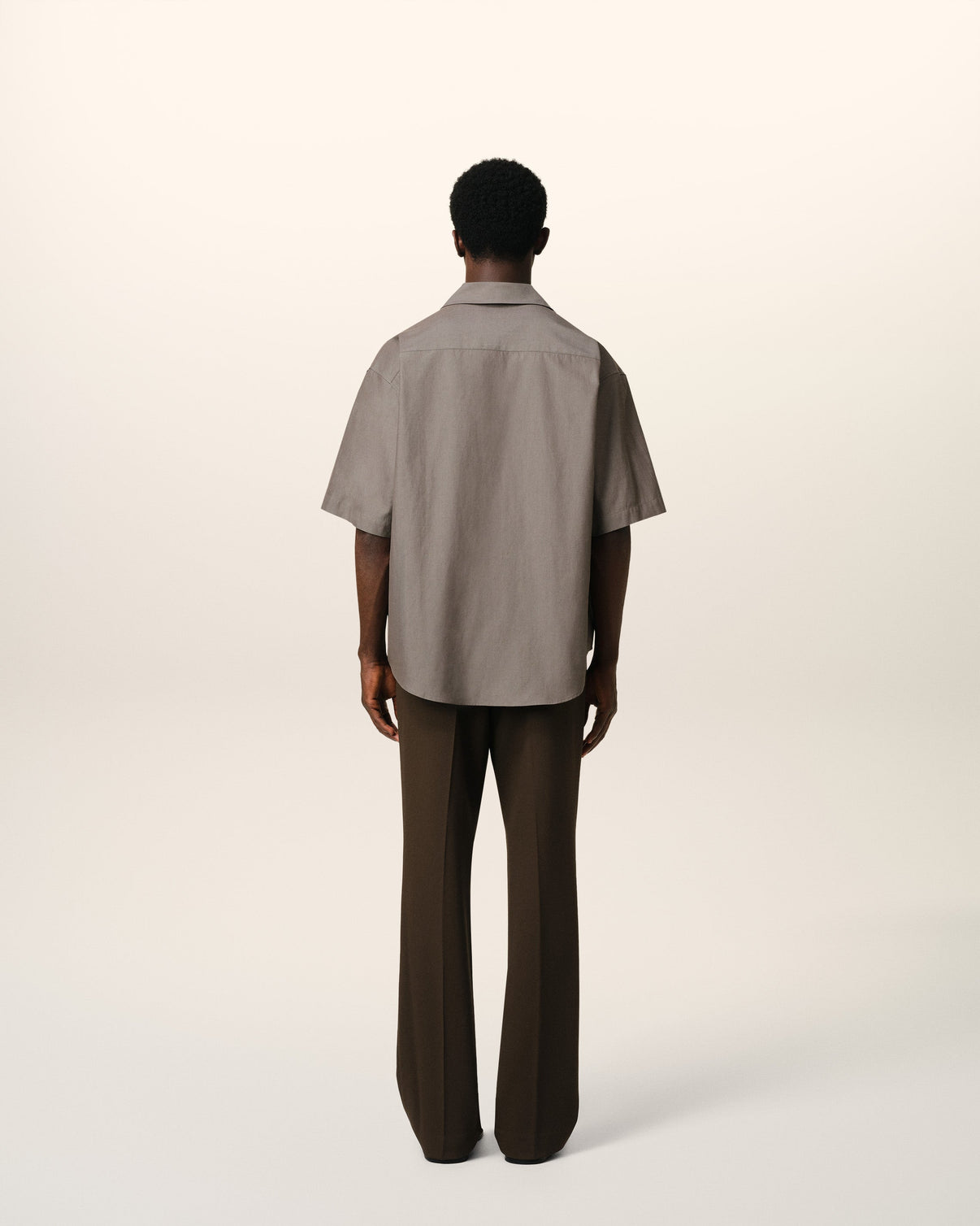 Taupe Cotton Short Sleeve Boxy Shirt
