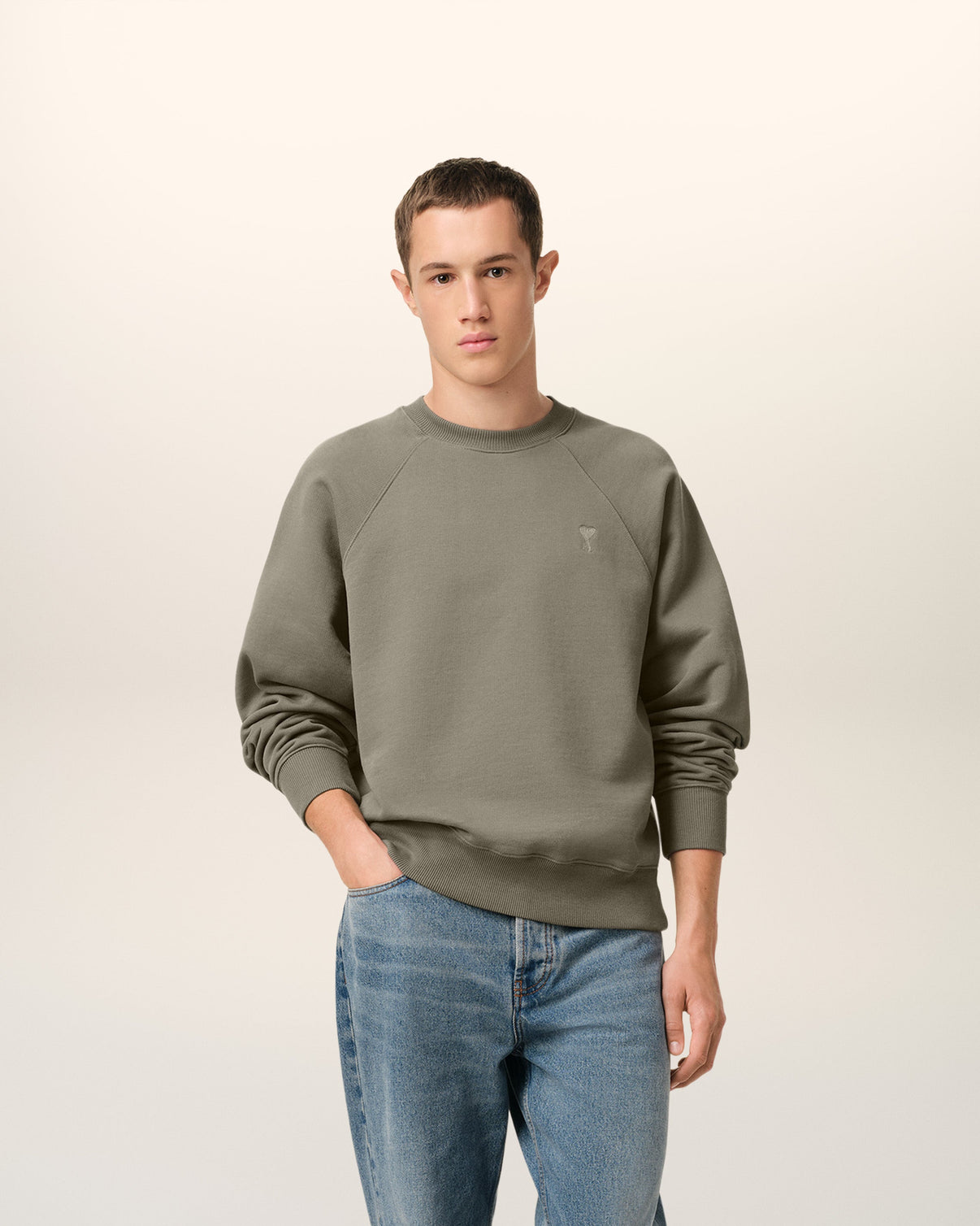 Taupe Cotton Tonal Sweatshirt